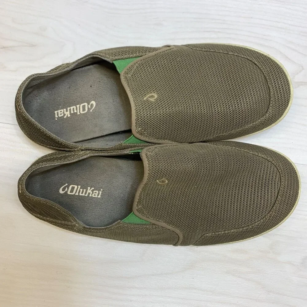 Olukai Nohea Mesh Shoes Mens Size 11 Brown Slip-On Boat Water‎ Beach Loafers